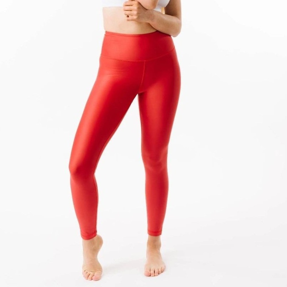 Zyia Active Red Metallic Light n Tight Hi-rise 7/8 24" Womens 12 Shimmer Bright
